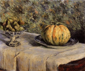 Still life Painting - Melon and Bowl of Figs Gustave Caillebotte 1880 Impressionists Gustave Caillebotte still lifes
